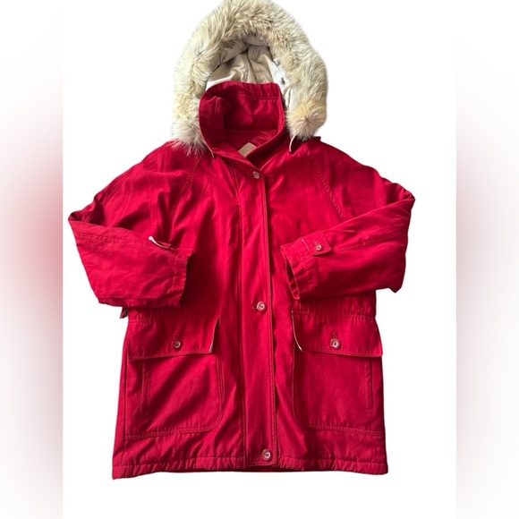 London Fog Jackets & Blazers - London Fog Womens Parka Jacket Petite LargeRemovable Fur Hood Red Fast Ship